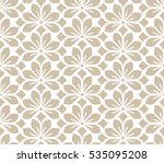 Seamless abstract floral pattern. Beige and white vector background. Geometric leaf ornament. Graphic modern pattern