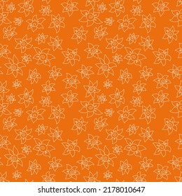 Seamless abstract floral pattern. Beige, orange. Vector illustration. Botanical texture. Flowers ornament. Design for textile fabrics, wrapping paper, background, wallpaper, cover