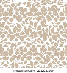 Patrón floral abstracto e impecable. Fondo vector beige y blanco. Ornamento de hoja geométrica. Patrón gráfico moderno
