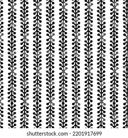 Seamless abstract floral pattern. Black and white. Vector illustration Seamless illustrated pattern made of hand drawn elements