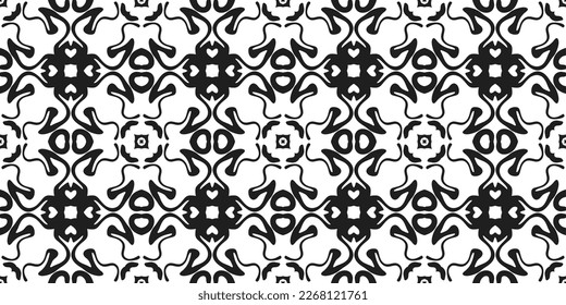 Seamless abstract floral pattern, Seamless black color floral pattern background, editable pattern