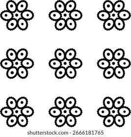 Patrón floral abstracto sin fisuras. Patrón floral negro con círculos y puntos sobre un fondo blanco. Fondo Abstractas con alta resolución.