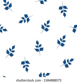 Seamless abstract floral pattern. Blue and white vector background. Ornament for wrapping, wallpaper, tiles.