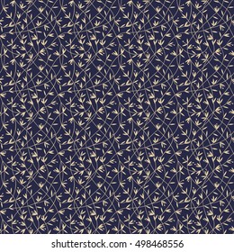 Seamless abstract floral pattern. Blue and gold vector background. Ornament for wrapping, wallpaper, tiles