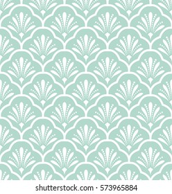 Seamless abstract floral pattern. Blue and white vector background. Geometric leaf ornament. Graphic modern pattern