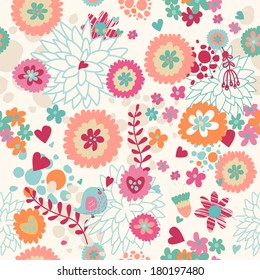 Seamless abstract floral pattern in bright color