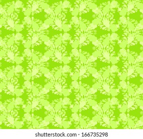 Seamless abstract floral pattern, chartreuse colors