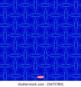 seamless abstract floral pattern cyan line blue ellipse on blue background vector