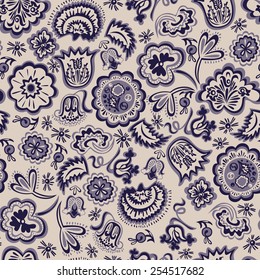 Seamless abstract floral pattern with decorative flowers elements . Vintage background 