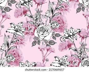Seamless abstract floral pattern. Fashion textiles, fabric, packaging. 