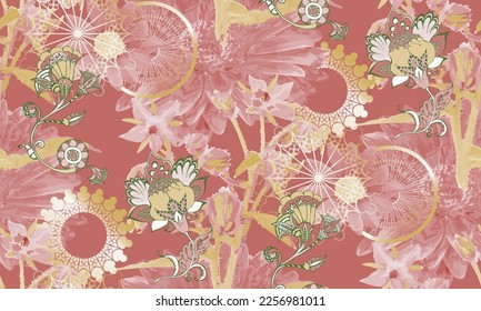 Seamless abstract floral pattern. Fashion textiles, fabric, packaging. 