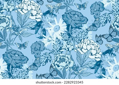 Seamless abstract floral pattern. Fashion textiles, fabric, packaging. 