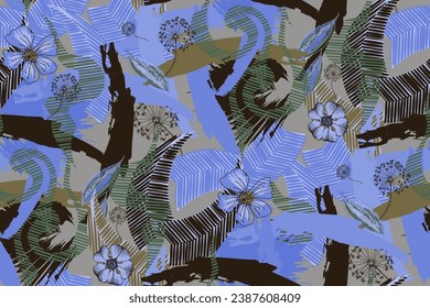 Seamless abstract floral pattern. Fashion textiles, fabric, packaging. 