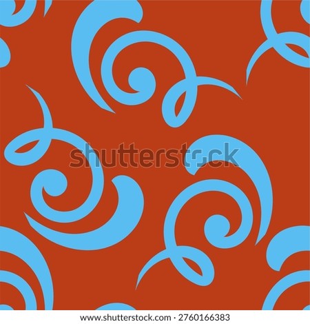 Seamless abstract floral pattern featuring blue decorative flowers on a rich red background. Vintage ornamental design with a classic retro aesthetic, ideal for wallpaper, fabric, textile printing, wrapping paper, packaging, fashion and surface design. Elegant texture for backgrounds. Classical luxury old fashioned floral ornament.  Vector pattern