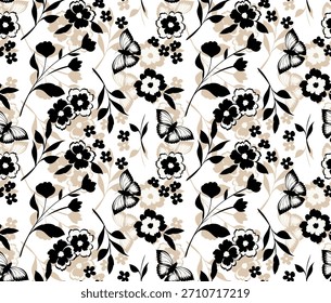 Seamless abstract floral pattern. Flowers pattern design.
