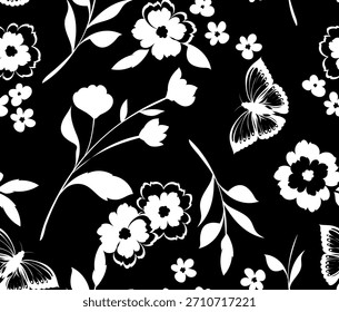 Seamless abstract floral pattern. Flowers pattern design.