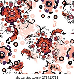 Seamless abstract floral pattern with flowers