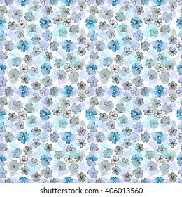 Seamless abstract floral pattern. Flowers, strokes and dashes on white background, hand-drawn vector.