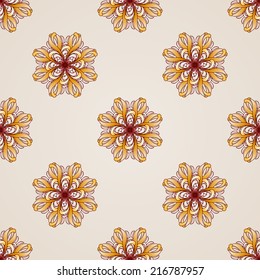 Seamless abstract floral pattern in the form of golden flowers
