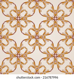 Seamless abstract floral pattern in the form of golden lines