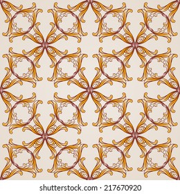 Seamless abstract floral pattern in the form of saturated golden vines