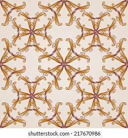 Seamless abstract floral pattern in the form of golden vines
