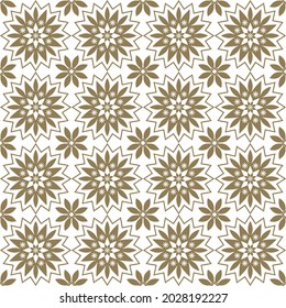 Seamless abstract floral pattern. Geometric ornament of leaves. Graphic modern pattern in golden beige tones on a white background.