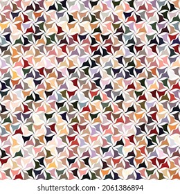 Composición geométrica de triángulos ondulados multicolor. Tono rosa. Flores abstractas. Patrón de repetición sin inconvenientes. Imagen vectorial. Multipropósito: textura, envoltura, textil, fondo, etc.