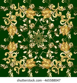 Seamless abstract floral pattern, golden-green style. Vector illustration.