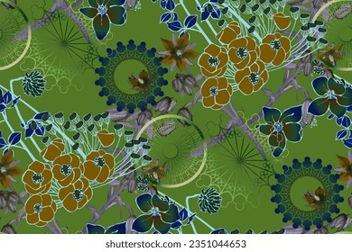 Seamless abstract floral pattern. Good for fabrics, dresses, tablecloths, backdrops and the like.
