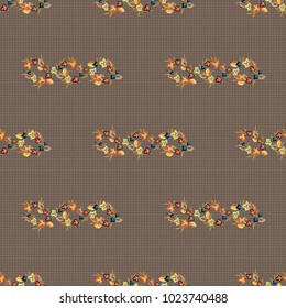Seamless abstract floral pattern in gray, beige and brown colors. Geometric leaf ornament. Graphic modern pattern. Cute vector background.