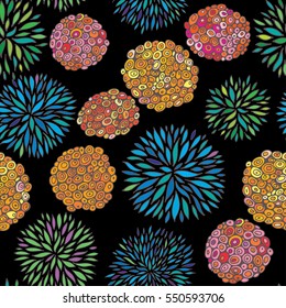 Seamless abstract floral pattern. Hand drawing vector ornament.