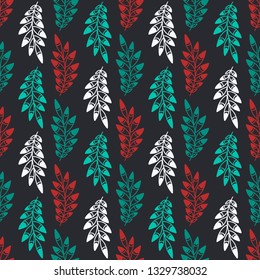 Seamless abstract floral pattern with leaves. Vector background