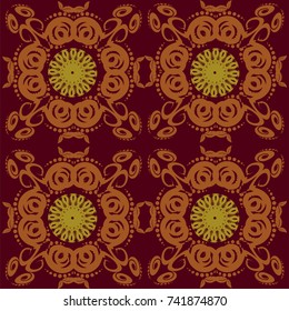 Seamless abstract floral pattern with mandala pattern