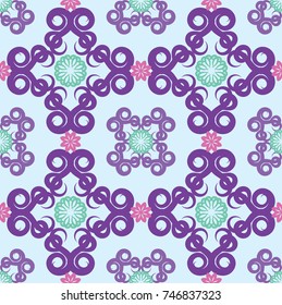 Seamless abstract floral pattern with mandala pattern,illustration of isolated set floral vector,Vintage frames and scroll elements.