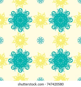 Seamless abstract floral pattern with mandala pattern,Vector illustration of calligraphic elements and page decoration.
