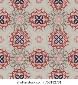 Seamless abstract floral pattern with mandala pattern,Vintage frames and scroll elements
