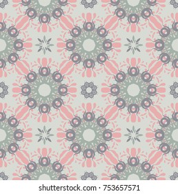 Seamless abstract floral pattern with mandala pattern,Smooth color ornament,A seamless vector background