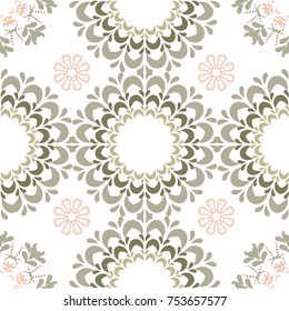 Seamless abstract floral pattern with mandala pattern,Smooth color ornament,A seamless vector background