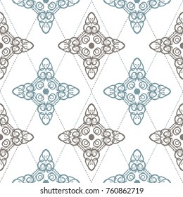 Seamless abstract floral pattern with mandala pattern,Abstract geometric pattern with lines, Smooth color ornament,A seamless vector background
