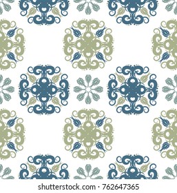 Seamless abstract floral pattern with mandala pattern,Smooth color ornament,A seamless vector background