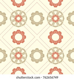 Seamless abstract floral pattern with mandala pattern,Smooth color ornament,A seamless vector background