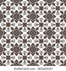 Seamless abstract floral pattern. Modern graphic. Pink and white background. Geometric leaf ornament