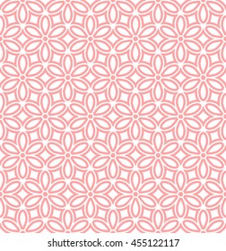 Seamless abstract floral pattern. Modern vector graphic. Pink and white background. Geometric leaf ornament