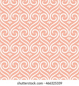 Patrón floral abstracto sin fisuras. Gráfico de Vector moderno. Fondo rosado y blanco. Ornamento geométrico de la hoja. 