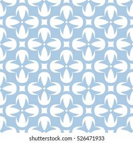 Seamless abstract floral pattern. Modern vector graphic. Blue and white background. Geometric leaf ornament. Stylish graphic pattern.