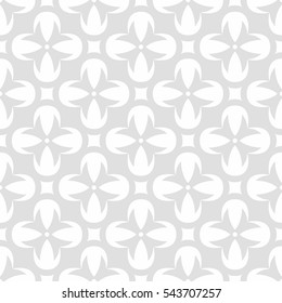 Seamless abstract floral pattern. Modern vector graphic. Grey and white background. Geometric leaf ornament. Stylish graphic pattern