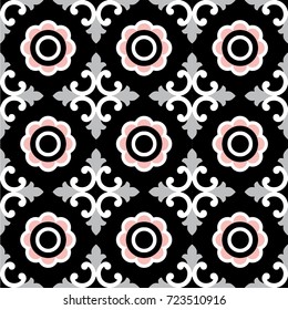 Seamless abstract  floral pattern. monochrome vector background. Geometric leaf ornament. Graphic modern pattern