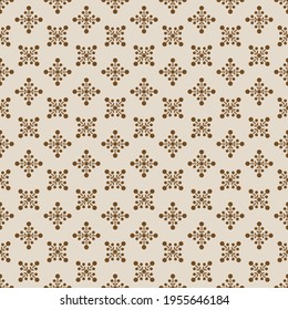 Seamless abstract floral pattern on brown. Geometric leaf ornament design for textile, fabric, wallpaper