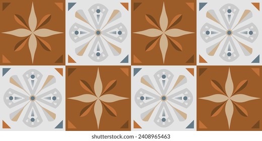 Seamless abstract floral pattern on natural colors. Tile vector Illustration.
